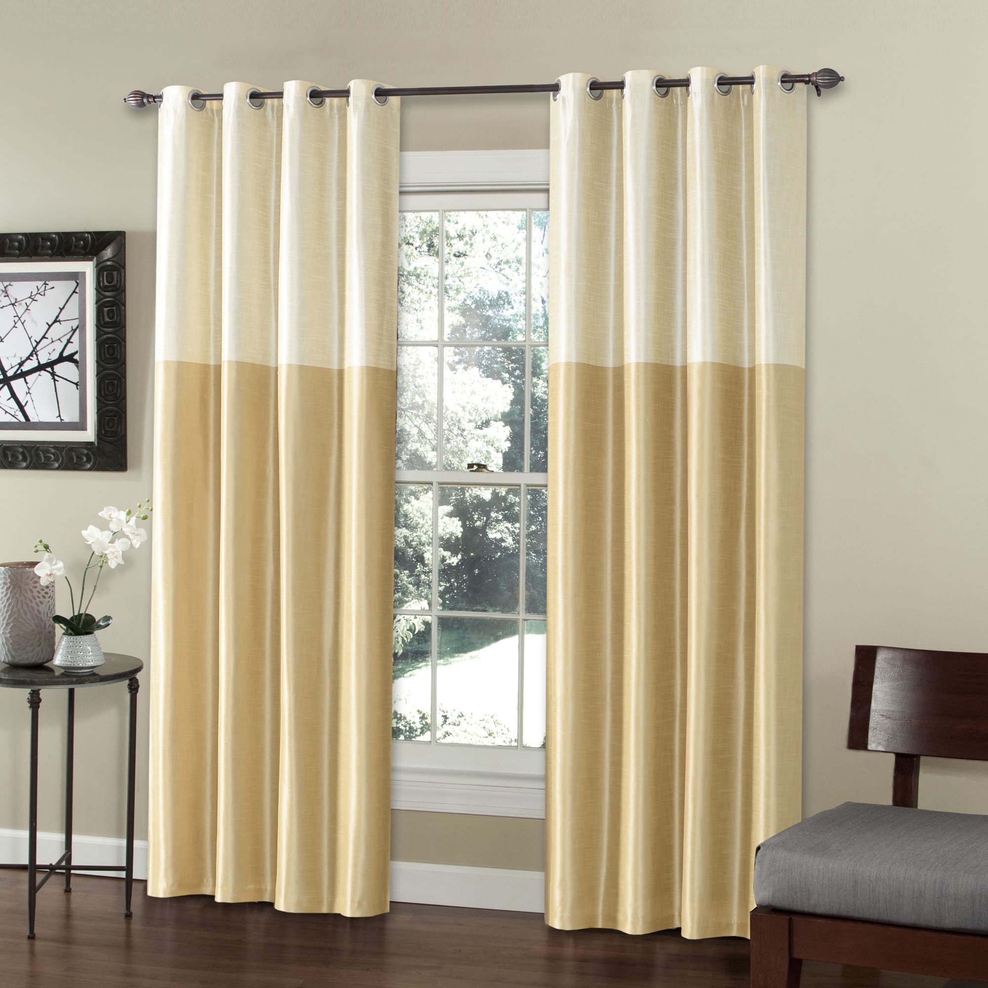 Curtain Blackout S/2 Silk Weave Ivory