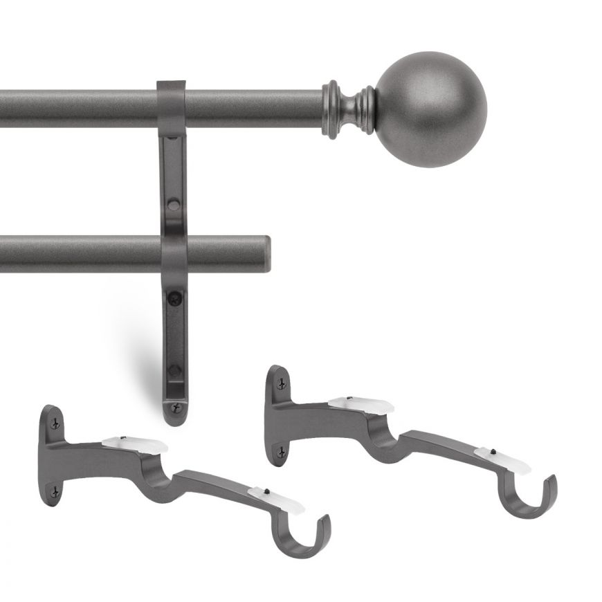 Exclusive Home Catherine 1" Curtain Rod And Finial Set, Matte Silver