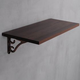 Mahogany Shiny Wall Shelf with Romantic Bracket Set